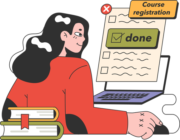 Girl register online course  Illustration