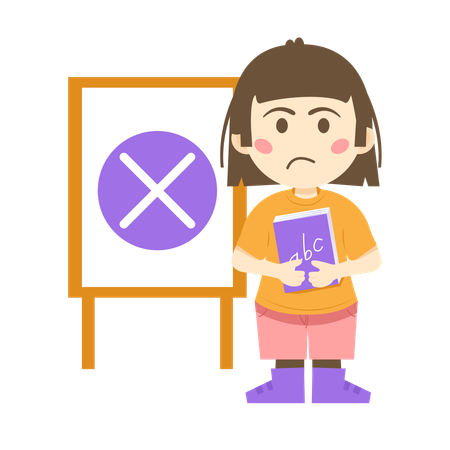 Girl rejects advertisement from board  Illustration