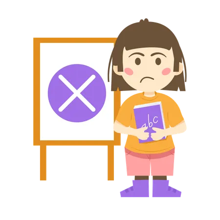 Girl rejects advertisement from board  Illustration