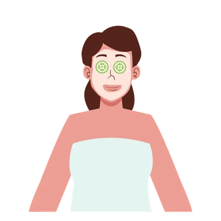Girl Relax with Face Mask  Illustration