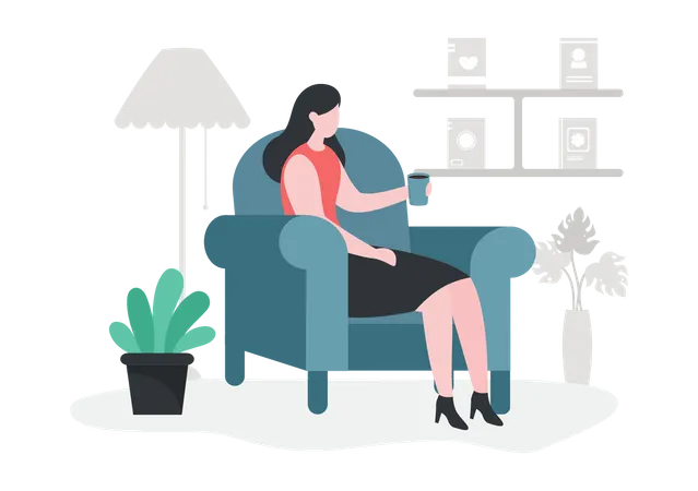 Girl Relaxing at Home  Illustration