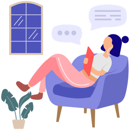 Girl relaxing at Home  Illustration