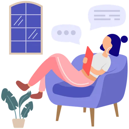 Girl relaxing at Home  Illustration