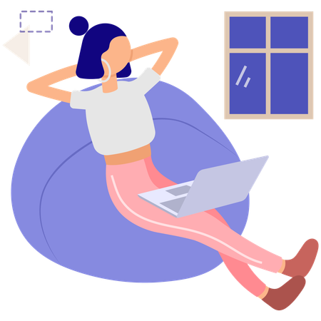 Girl Relaxing at Home  Illustration