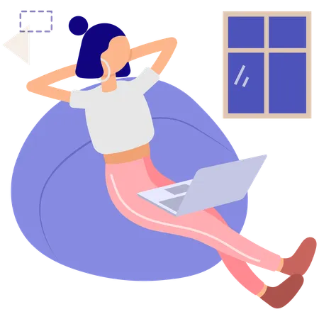 Girl Relaxing at Home  Illustration