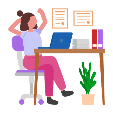 Girl Relaxing at office  Illustration