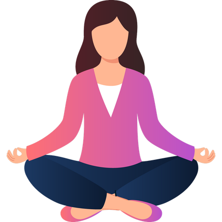 Girl relaxing by meditating  Illustration