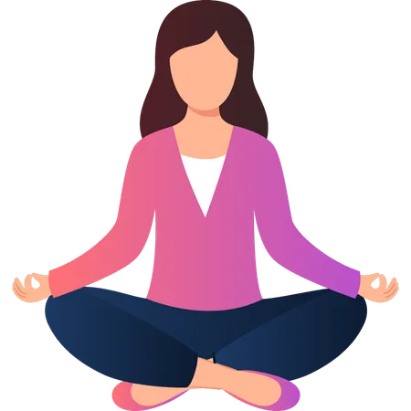 Girl relaxing by meditating  Illustration