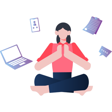 Girl relaxing by meditation  Illustration
