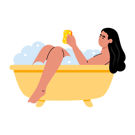 Girl relaxing in bath tub  Illustration