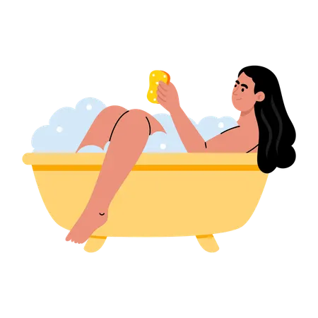 Girl relaxing in bath tub  Illustration