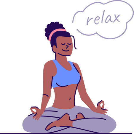 Girl relaxing in lotus position  イラスト