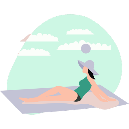 Girl relaxing on beach  Illustration