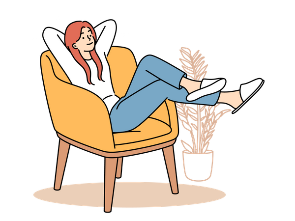 Girl relaxing on couch  Illustration