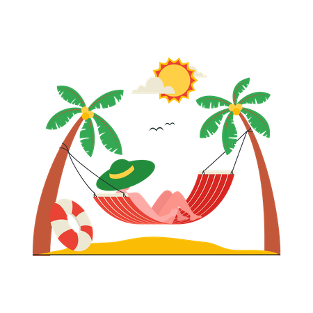 Girl relaxing on hammock  Illustration