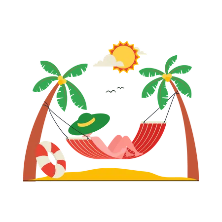 Girl relaxing on hammock  Illustration