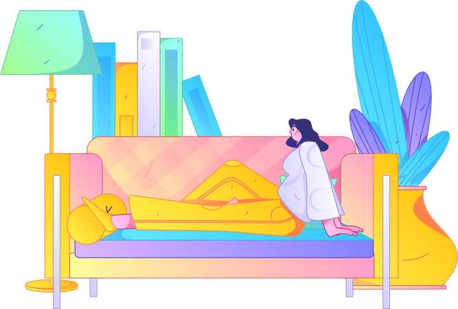 Girl relaxing on sofa at home  Illustration