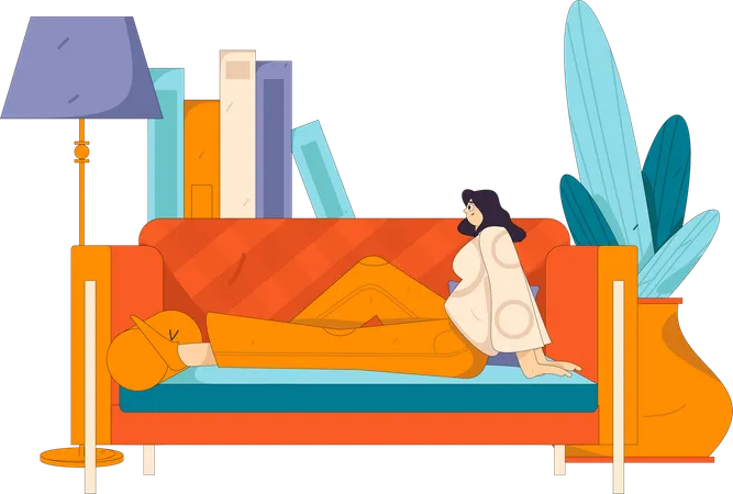 Girl relaxing on sofa  Illustration