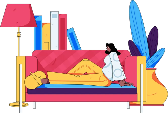 Girl relaxing on sofa  Illustration