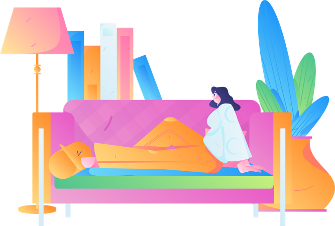 Girl relaxing on sofa  Illustration