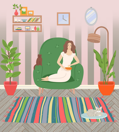 Girl relaxing on sofa  Illustration