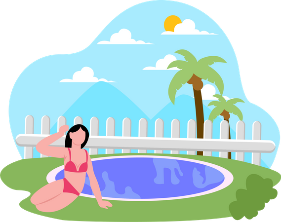 Girl relaxing on vacation  Illustration