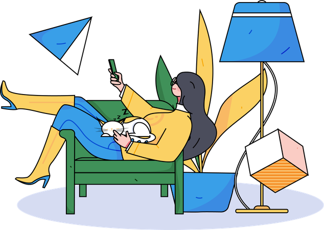 Girl relaxing while chatting on phone  Illustration