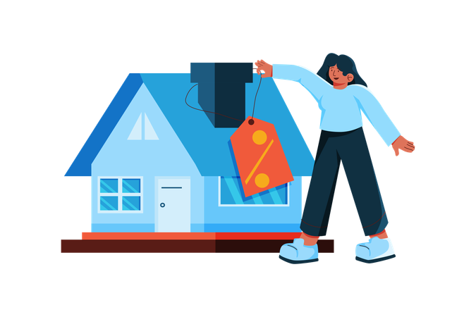 Girl Renting House  Illustration