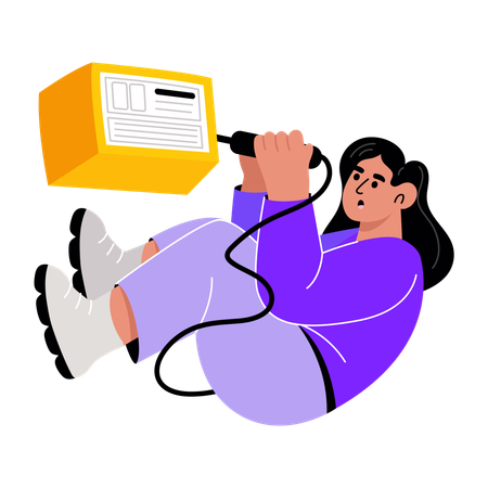 Girl repairing electronic device  Illustration