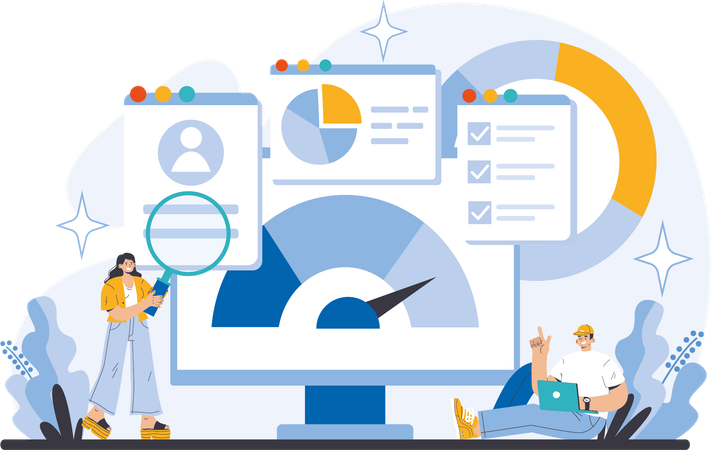 Girl research on customer  Illustration