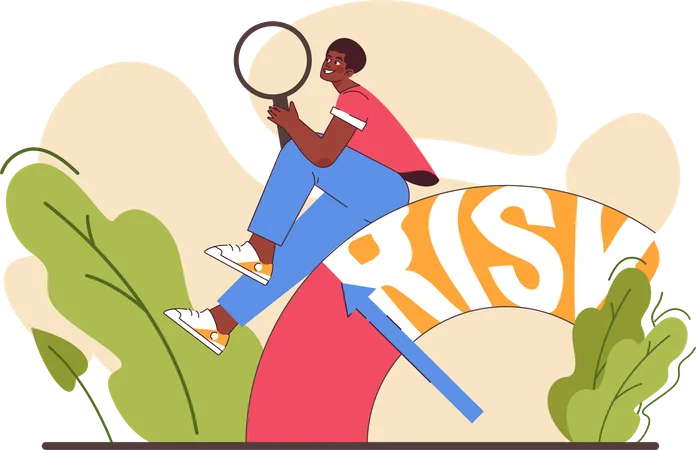 Girl research on risk analysis  Illustration