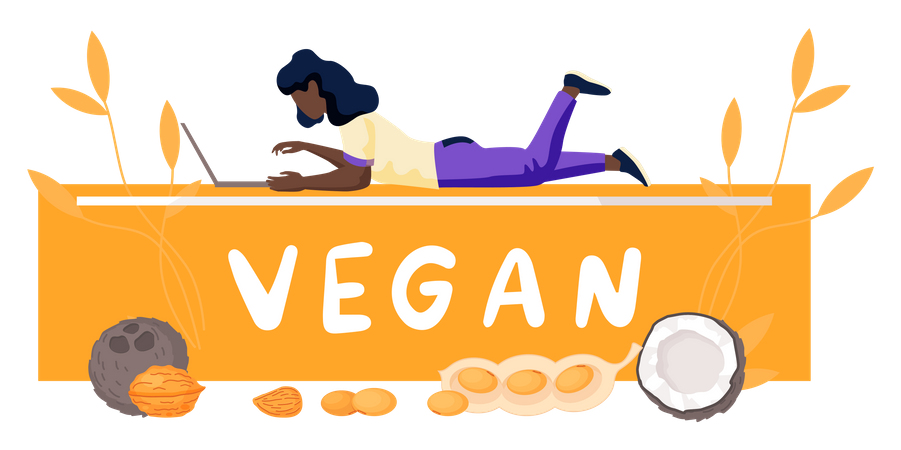 Girl researching about vegan food  Illustration