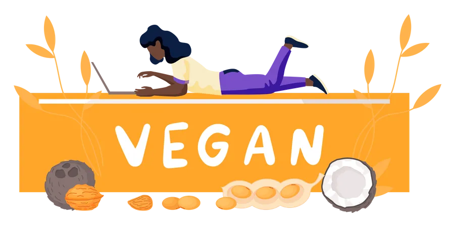 Girl researching about vegan food  Illustration