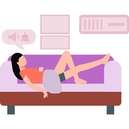 Girl resting on the couch Illustration