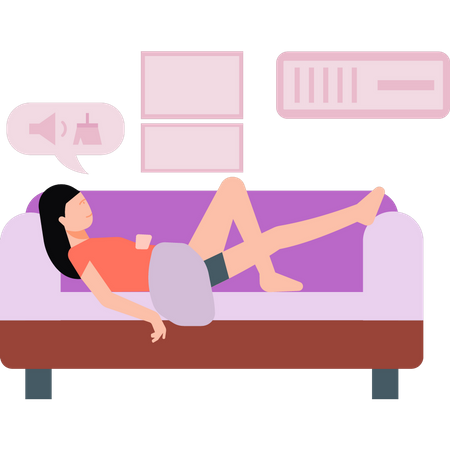 Girl resting on the couch  Illustration