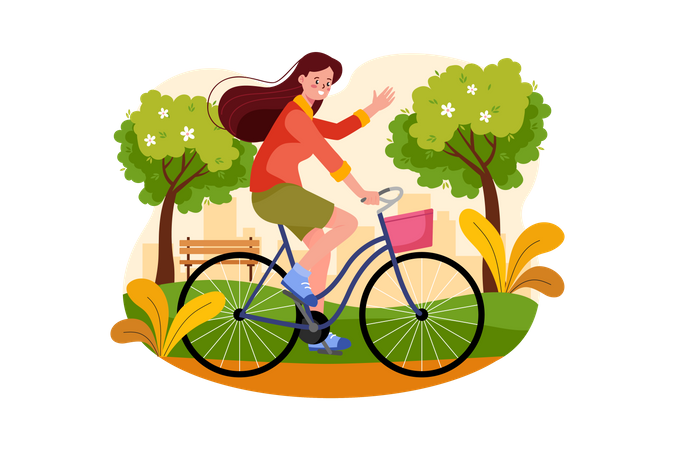 Girl riding a bicycle Illustration