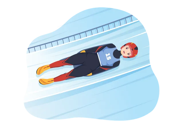 Luge Sled Race Athlete Winter Sport Illustration With Riding A Sledding Ice And Bobsleigh In Flat Cartoon Hand Drawn For Landing Page Templates Illustration