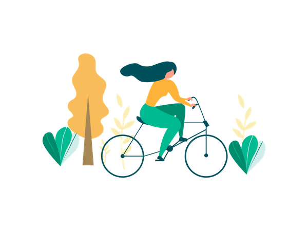 Girl riding bicycle Illustration
