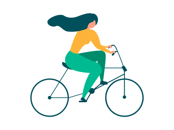 Girl riding bicycle Illustration