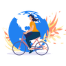 girl riding bicycle illustration svg