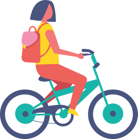 Girl Riding Bicycle Illustration