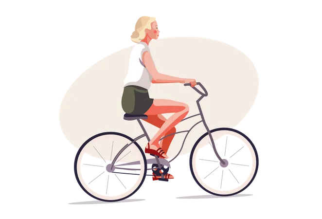 Girl riding bicycle  イラスト