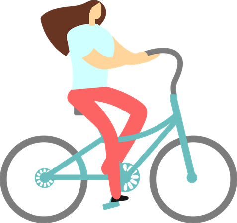 Girl Riding Bicycle  Illustration