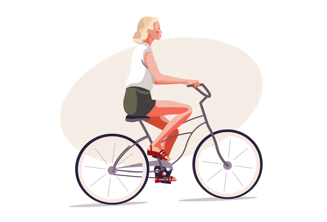 Girl riding bicycle  Illustration