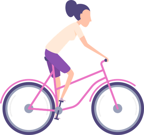 Girl riding bicycle  Illustration