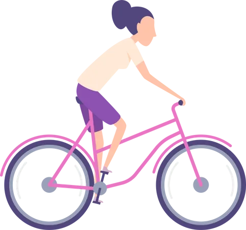 Girl riding bicycle  Illustration