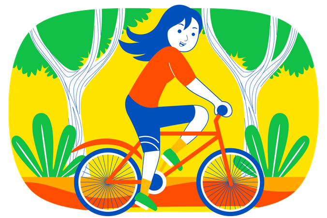 Girl riding bicycle  Illustration