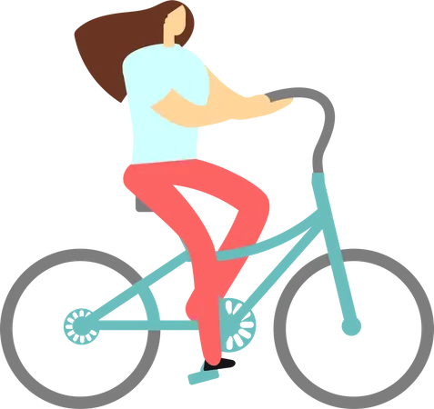 Girl Riding Bicycle  Illustration