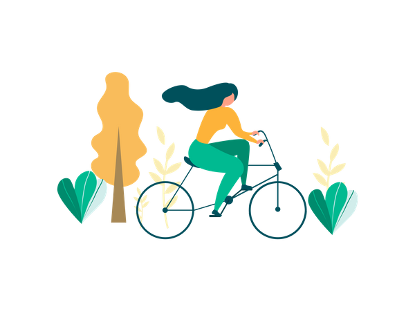 Girl riding bicycle  Illustration