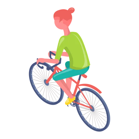 Girl riding bicycle  Illustration